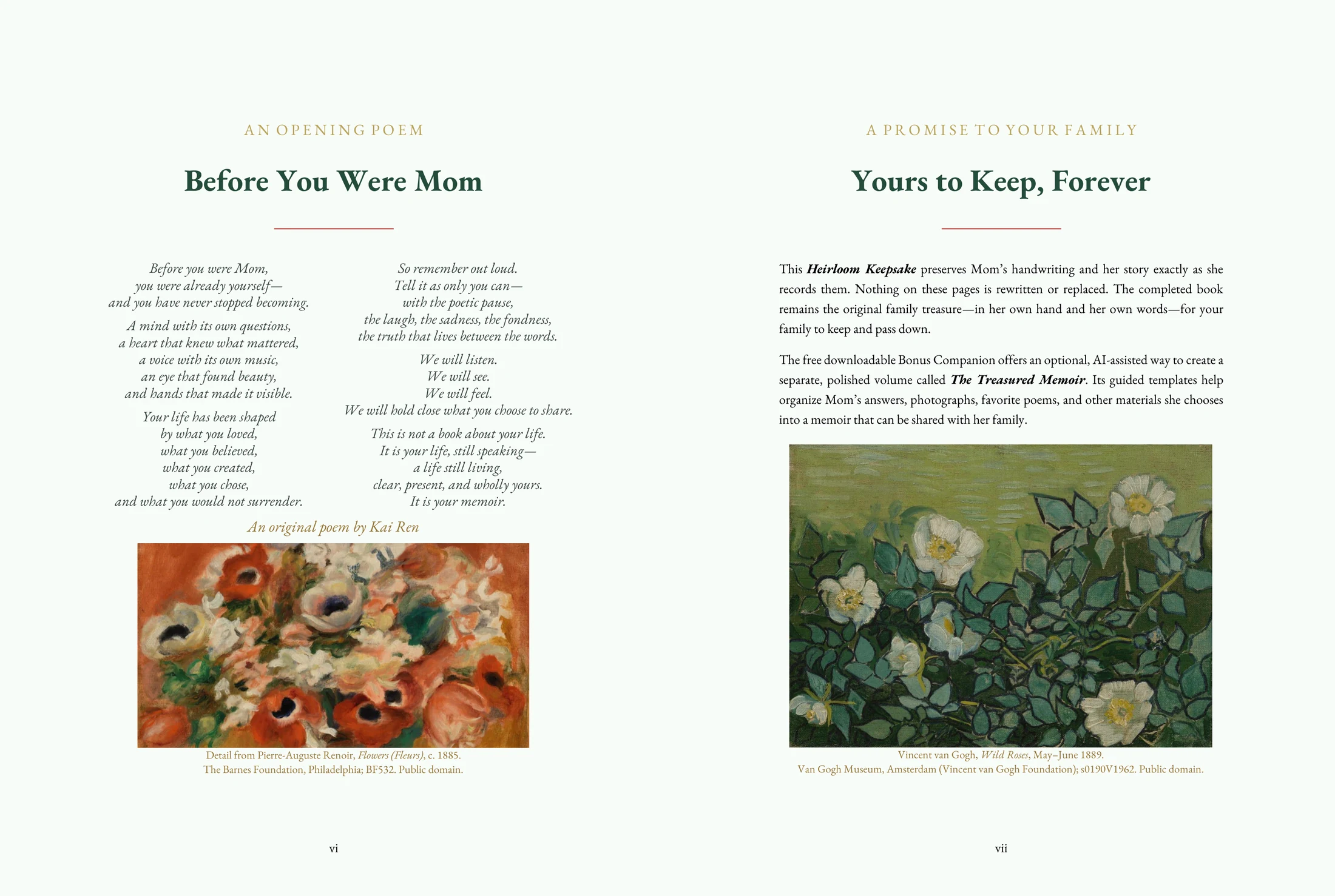 Opening poem and promise spread